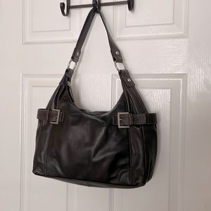 Brown leather shoulder bag